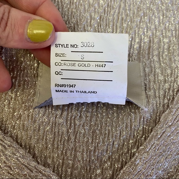 BHLDN Anthro Diedra Rose Gold Metallic Wrap Front Gown Floor Length Dress - Picture 15 of 16